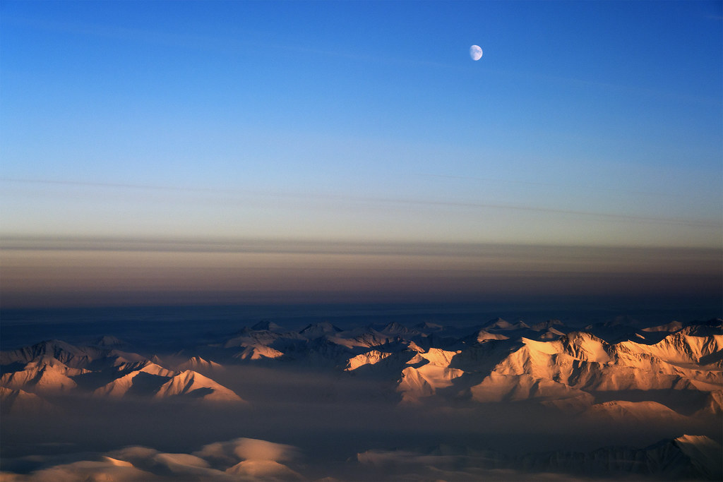 Moon over northeast Greenland